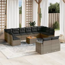 vidaXL 13 részes szürke polyrattan kerti ülőgarnitúra párnákkal kerti bútor