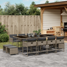 vidaXL 13 részes szürke polyrattan kerti ülőgarnitúra párnákkal kerti bútor