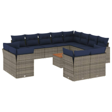 vidaXL 13 részes szürke polyrattan kerti ülőgarnitúra párnákkal kerti bútor