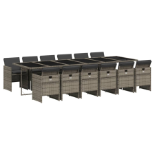 vidaXL 13 részes szürke polyrattan kerti ülőgarnitúra párnákkal (3210584) kerti bútor