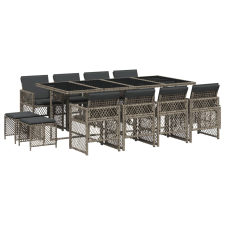 vidaXL 13 részes szürke polyrattan kerti ülőgarnitúra párnákkal (3210800) kerti bútor