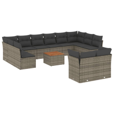 vidaXL 13 részes szürke polyrattan kerti ülőgarnitúra párnákkal (3223918) kerti bútor
