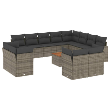 vidaXL 13 részes szürke polyrattan kerti ülőgarnitúra párnákkal (3223953) kerti bútor