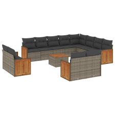 vidaXL 13 részes szürke polyrattan kerti ülőgarnitúra párnákkal (3228202) kerti bútor