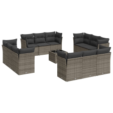 vidaXL 13 részes szürke polyrattan kerti ülőgarnitúra párnákkal (3249179) kerti bútor