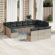 vidaXL 13 részes világosszürke polyrattan kerti ülőgarnitúra párnákkal kerti bútor