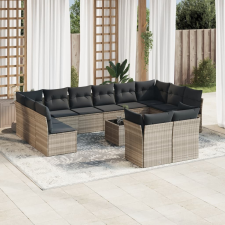 vidaXL 13 részes világosszürke polyrattan kerti ülőgarnitúra párnákkal kerti bútor