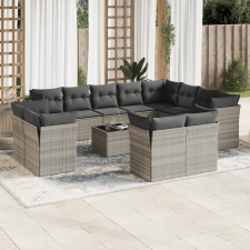 vidaXL 13 részes világosszürke polyrattan kerti ülőgarnitúra párnákkal kerti bútor
