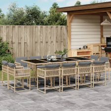 vidaXL 13részes vegyes bézs polyrattan kerti étkezőgarnitúra párnákkal kerti bútor