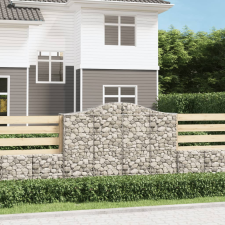 vidaXL 14 db íves horganyzott vas gabion kosár 200x50x140/160 cm kerti dekoráció