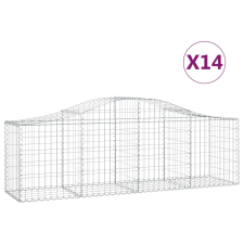 vidaXL 14 db íves horganyzott vas gabion kosár 200x50x60/80 cm (3145610) kerti tárolás
