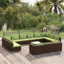 vidaXL 14 részes barna polyrattan kerti ülőgarnitúra párnákkal kerti bútor