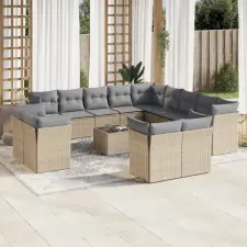 vidaXL 14 részes bézs polyrattan kerti ülőgarnitúra párnával kerti bútor