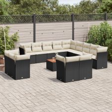vidaXL 14 részes fekete polyrattan kerti ülőgarnitúra párnákkal kerti bútor