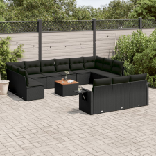 vidaXL 14 részes fekete polyrattan kerti ülőgarnitúra párnákkal kerti bútor