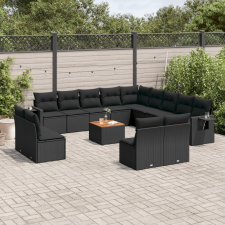 vidaXL 14 részes fekete polyrattan kerti ülőgarnitúra párnákkal kerti bútor