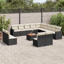 vidaXL 14 részes fekete polyrattan kerti ülőgarnitúra párnákkal kerti bútor
