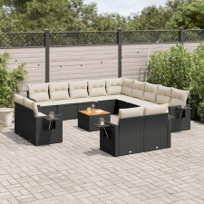 vidaXL 14 részes fekete polyrattan kerti ülőgarnitúra párnákkal kerti bútor
