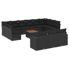 vidaXL 14 részes fekete polyrattan kerti ülőgarnitúra párnákkal (3256692) kerti bútor