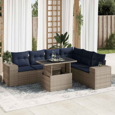 vidaXL 14 részes szürke polyrattan akácfa kerti ülőgarnitúra párnákkal kerti bútor