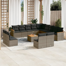 vidaXL 14 részes szürke polyrattan kerti ülőgarnitúra párnákkal kerti bútor