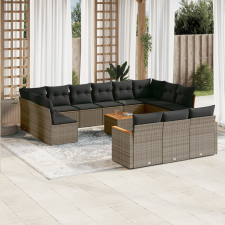 vidaXL 14 részes szürke polyrattan kerti ülőgarnitúra párnákkal kerti bútor