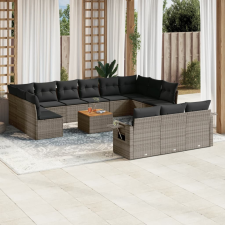 vidaXL 14 részes szürke polyrattan kerti ülőgarnitúra párnákkal kerti bútor