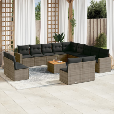 vidaXL 14 részes szürke polyrattan kerti ülőgarnitúra párnákkal kerti bútor