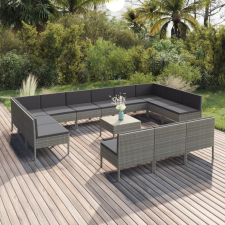 vidaXL 14 részes szürke polyrattan kerti ülőgarnitúra párnákkal kerti bútor