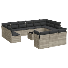 vidaXL 14 részes világosszürke polyrattan kerti ülőgarnitúra párnával (3250301) kerti bútor