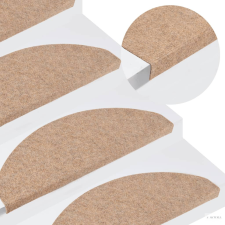 vidaXL 15 db bézs öntapadó lépcsőszőnyeg 65x22,5x3,5 cm lakástextília