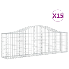 vidaXL 15 db íves horganyzott vas gabion kosár 200x30x60/80 cm (3145401) kerti tárolás