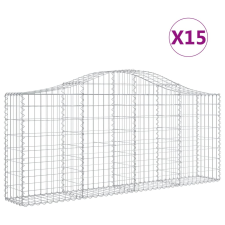 vidaXL 15 db íves horganyzott vas gabion kosár 200x30x80/100 cm (3145422) kerti tárolás
