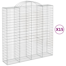 vidaXL 15 db íves horganyzott vas gabion kosár 200x50x200/220 cm (3146438) kerti tárolás