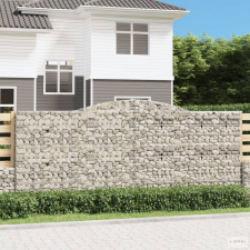 vidaXL 15 db íves horganyzott vas gabion kosár 400 x 50 x 160/180 cm kerti tárolás