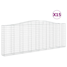 vidaXL 15 db íves horganyzott vas gabion kosár 400x30x140/160 cm (3145861) kerti tárolás