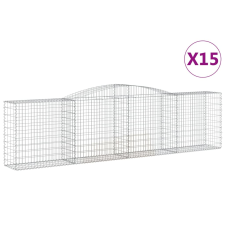 vidaXL 15 db íves horganyzott vas gabion kosár 400x50x100/120 cm (3147005) kerti tárolás