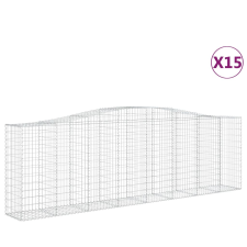 vidaXL 15 db íves horganyzott vas gabion kosár 400x50x120/140 cm (3145978) kerti tárolás