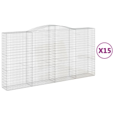 vidaXL 15 db íves horganyzott vas gabion kosár 400x50x200/220 cm kerti tárolás