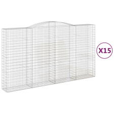 vidaXL 15 db íves horganyzott vas gabion kosár 400x50x220/240 cm kerti tárolás