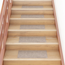 vidaXL 15 db krémszínű négyszögletes öntapadó lépcsőszőnyeg 60 x 25 cm lakástextília