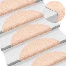 vidaXL 15 db krémszínű öntapadós lépcsőszőnyeg 56x17x3 cm lakástextília