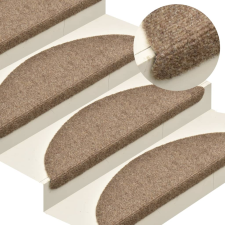 vidaXL 15 db krémszínű tűlyukasztott öntapadó lépcsőszőnyeg 56x17x3 cm lakástextília