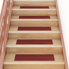 vidaXL 15 db piros négyszögletes öntapadó lépcsőszőnyeg 76 x 20 cm lakástextília