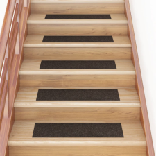 vidaXL 15 db sötétbarna négyszögletes öntapadó lépcsőszőnyeg 76x20cm lakástextília