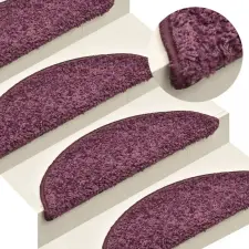 vidaXL 15 db sötétlila lépcsőszőnyeg 65 x 21 x 4 cm lakástextília