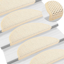 vidaXL 15 db szizál hatású krémszínű öntapadó lépcsőszőnyeg 56x17x3 cm lakástextília