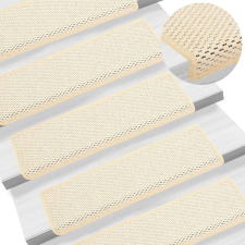 vidaXL 15 db szizál hatású krémszínű öntapadó lépcsőszőnyeg 65x21x4 cm lakástextília