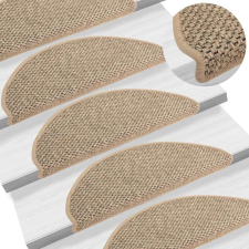 vidaXL 15 db szizál hatású sötét bézsszínű lépcsőszőnyeg 65x21x4 cm lakástextília