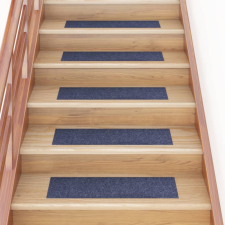 vidaXL 15 db szürkéskék négyszögletes öntapadó lépcsőszőnyeg 76x20cm lakástextília